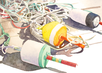 Maine Buoys • 12 x 8 inches • Watercolor on Paper • SOLD